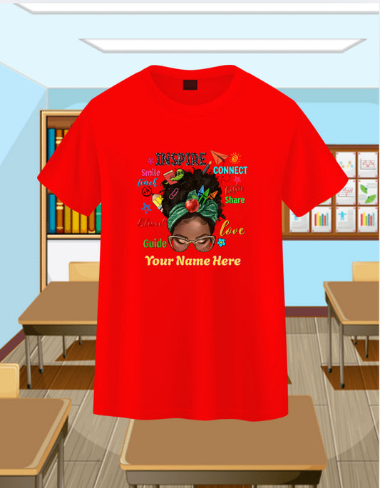 Messy Bun Teacher-Curly 2 Personalizable