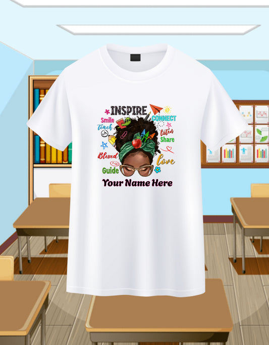 Messy Bun Teacher-Curly 2 Personalizable